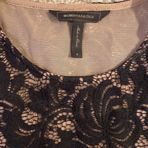 BCBGMaxAzria Black and Tan Embellished Peplum Blouse size S - Picture 4 of 5